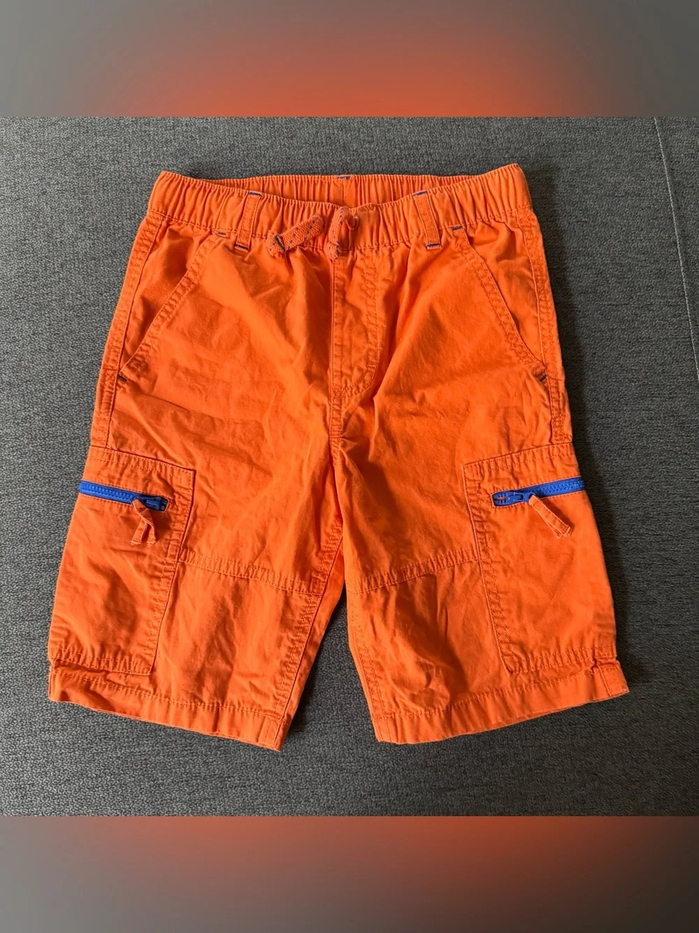 Gymboree Start Your Engines bright orange cargo shorts Boys 8